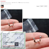 925 Silver Moon Stud Earrings Minimalist Design Women's Jewelry