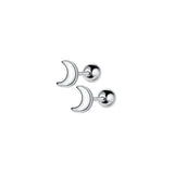 925 Silver Moon Stud Earrings Minimalist Design Women's Jewelry