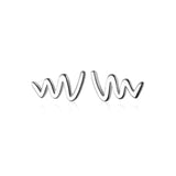 925 Silver Wave Line Stud Earrings Minimalist Glossy Design