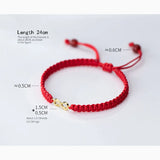 925 Silver Red Rope Thread Bracelet for Women