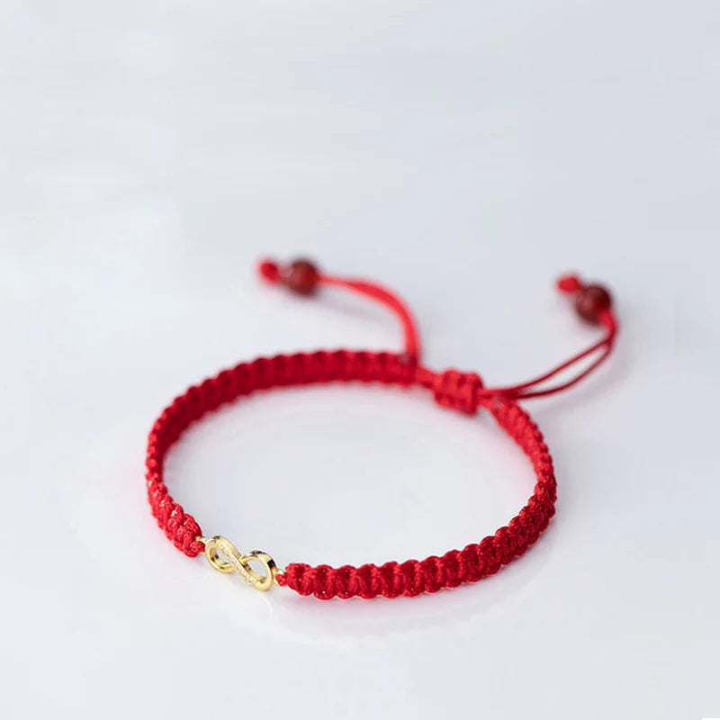 925 Silver Red Rope Thread Bracelet for Women