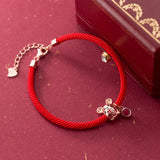 925 Silver Zodiac Mouse Red Rope Bracelets Women