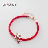 925 Silver Zodiac Mouse Red Rope Bracelets Women