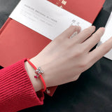 925 Silver Zodiac Mouse Red Rope Bracelets Women
