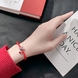 925 Silver Zodiac Mouse Red Rope Bracelets Women