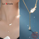 925 Silver Wing Necklace Women Jewelry Minimalist Design