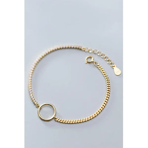 925 Sterling Silver Rhinestone Circle Bracelet for Women