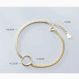 925 Sterling Silver Rhinestone Circle Bracelet for Women