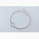 925 Sterling Silver Rhinestone Circle Bracelet for Women
