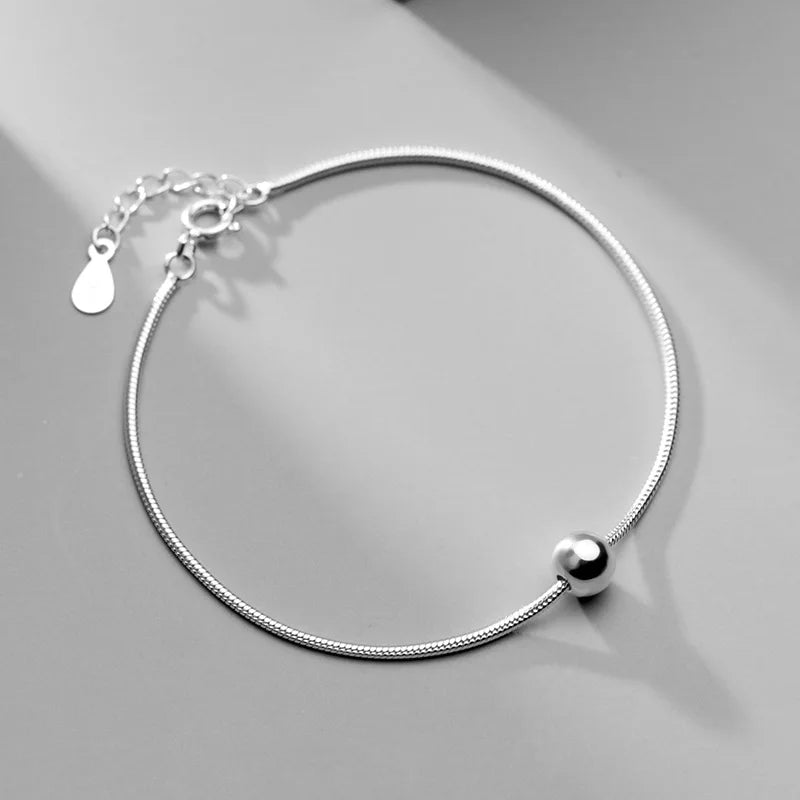 925 Silver Snake Chain Bracelet Adjustable for Women