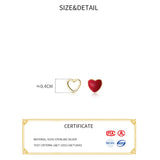 Red Heart Asymmetrical Stud Earrings 925 Silver Women