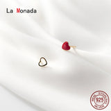 Red Heart Asymmetrical Stud Earrings 925 Silver Women