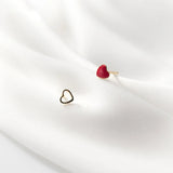 Red Heart Asymmetrical Stud Earrings 925 Silver Women