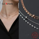 925 Silver Layered Chain Necklace for Women