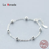 925 Silver Ball Bracelet Women's Minimalist Chain