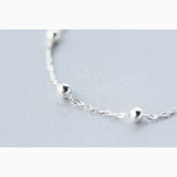 925 Silver Ball Bracelet Women's Minimalist Chain