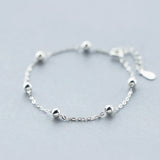 925 Silver Ball Bracelet Women's Minimalist Chain