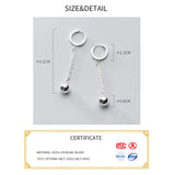 Silver 925 Ball Hanging Hoop Earrings Minimalist Jewelry