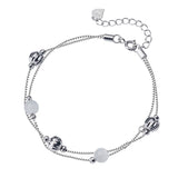 Fine Silver 925 Double Box Chain Bracelet for Women