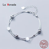 Fine Silver 925 Double Box Chain Bracelet for Women
