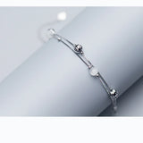 Fine Silver 925 Double Box Chain Bracelet for Women