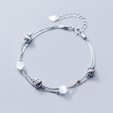 Fine Silver 925 Double Box Chain Bracelet for Women