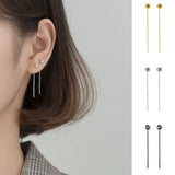 925 Sterling Silver Bead Tassel Women Drop Earrings
