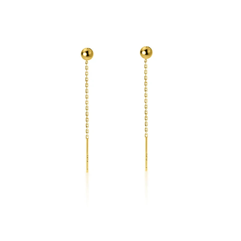 925 Sterling Silver Bead Tassel Women Drop Earrings
