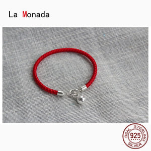 925 Sterling Silver Bracelet Red Thread String Rope Bracelet For Women