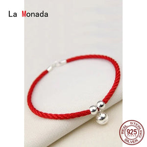 925 Sterling Silver Red Thread Rope Bracelet For Women