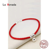 925 Sterling Silver Red Thread Rope Bracelet For Women