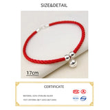 925 Sterling Silver Red Thread Rope Bracelet For Women