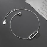 Silver 925 Sterling Rectangular Chain Bracelet for Women