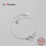 Silver 925 Sterling Rectangular Chain Bracelet for Women