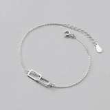 Silver 925 Sterling Rectangular Chain Bracelet for Women