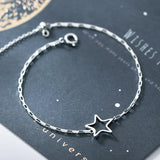 Women's Silver 925 Sterling Chain Bracelet Star Jewelry