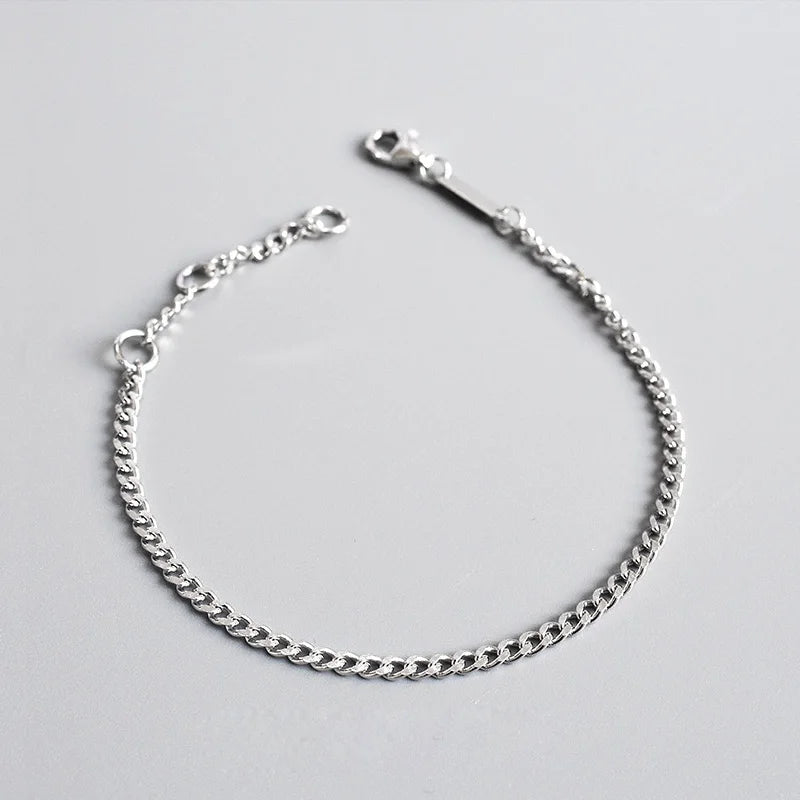 Silver 925 Bracelets Vintage Minimalist Fine Jewelry Women's Chain