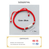 925 Silver Red Nylon Bracelet for Women