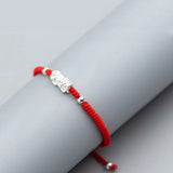 925 Silver Red Nylon Bracelet for Women