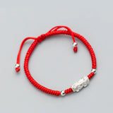 925 Silver Red Nylon Bracelet for Women