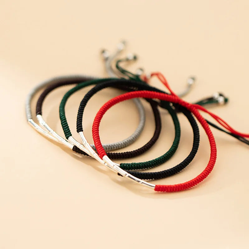 925 Silver Bracelet Women Red Rope Thread Bracelet Silver 925