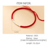 925 Silver Bracelet Women Red Rope Thread Bracelet Silver 925
