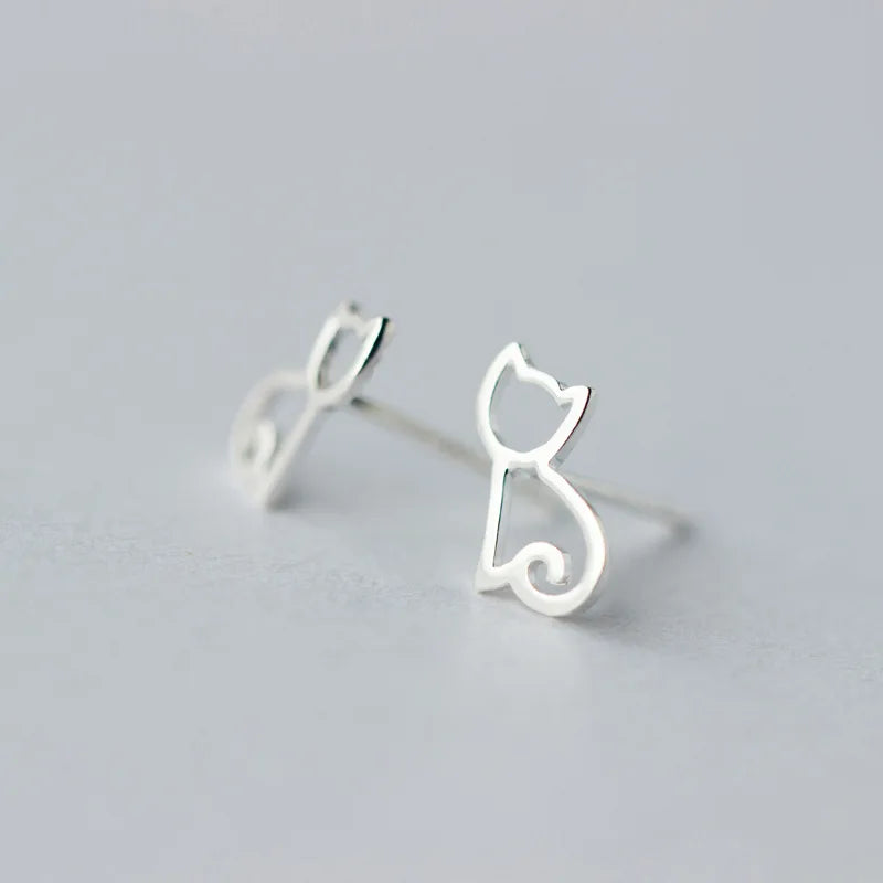 Cat Earings Studs 925 Sterling Silver Small Stud Earrings For Women