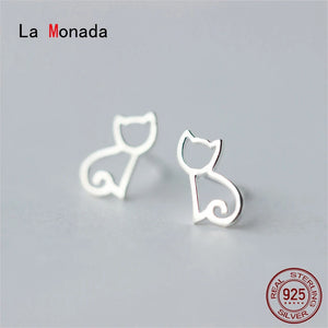Cat Earings Studs 925 Sterling Silver Small Stud Earrings For Women