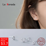 Monada Circle Round Sterling Silver Stud Earrings Women 925 Jewelry