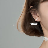 Monada Circle Round Sterling Silver Stud Earrings Women 925 Jewelry