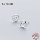Circle Spiral Earrings Studs 925 Sterling Silver Women Fine Jewelry Minimalist