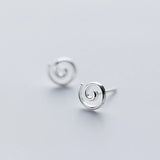 Circle Spiral Earrings Studs 925 Sterling Silver Women Fine Jewelry Minimalist