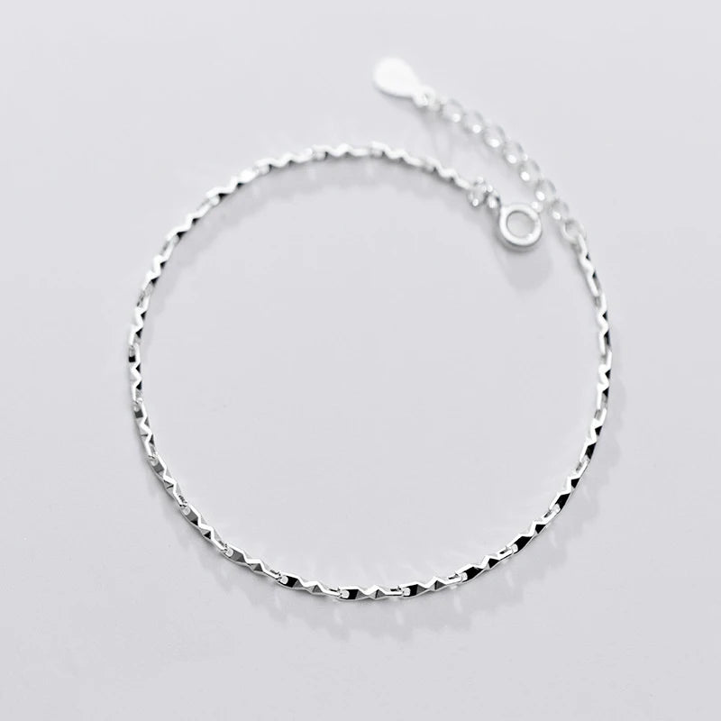 Minimalist Sterling Silver Bracelet 925 Women Jewelry