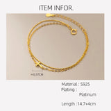 Silver 925 Sterling Double Layer Chain Bracelet